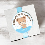Zachte babybeer babyshower sticker (roze)