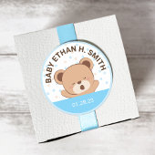 Zachte babybeer babyshower sticker (roze)