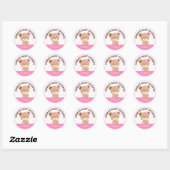 Zachte babybeer babyshower sticker (roze) (Vel)