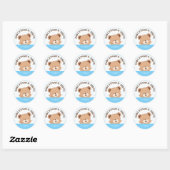 Zachte babybeer babyshower sticker (roze) (Vel)