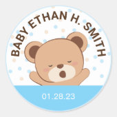 Zachte babybeer babyshower sticker (roze) (Voorkant)