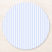 Zachte Babyblauw Bleke Hemelblauw en Witte Streep Ronde Kartonnen Onderzetter (Voorkant)