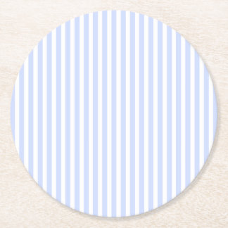 Zachte Babyblauw Bleke Hemelblauw en Witte Streep Ronde Kartonnen Onderzetter