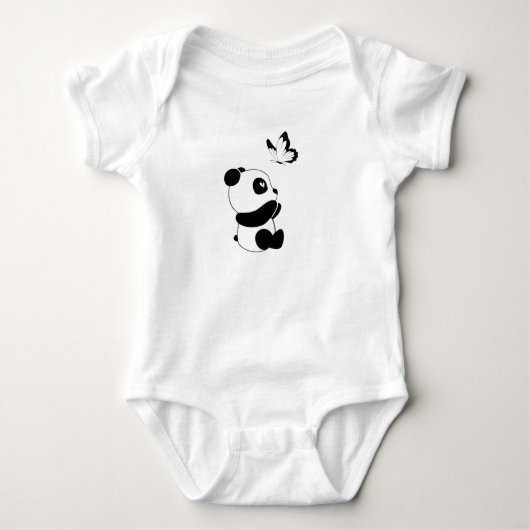 Zachte babybody met panda en vlinder romper (Voorkant)