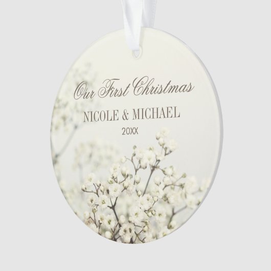 Zachte  baby's adem onze eerste kerst ornament (voorkant)