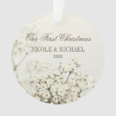 Zachte baby's adem onze eerste kerst ornament (voorkant)