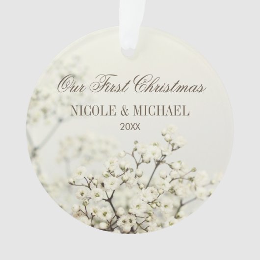 Zachte  baby's adem onze eerste kerst ornament (voorkant)