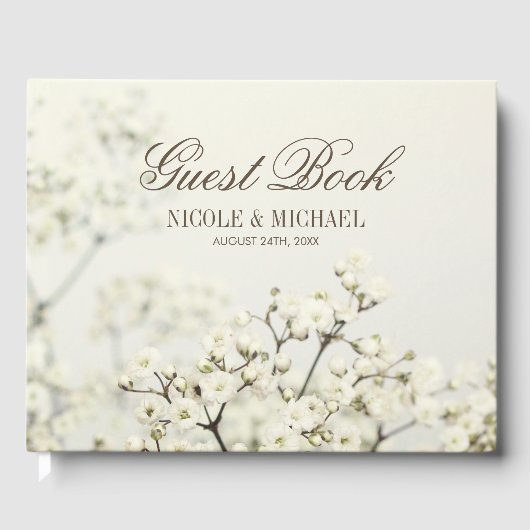 Zachte  Baby's Breath bruiloft Gastenboek (Voorkant)