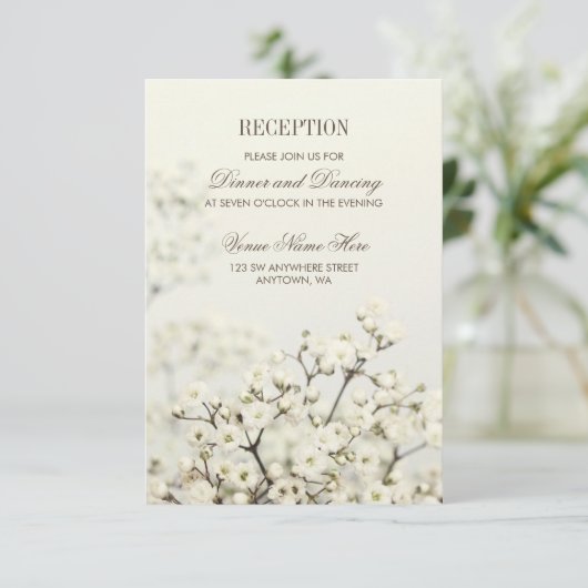 Zachte  Baby's Breath bruiloft Informatiekaartje (Staand voorkant)