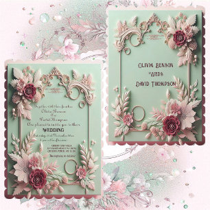 Zachte Barokke Elegantie Maroon Roos Bloemen Motie Kaart
