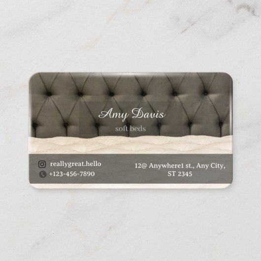 Zachte bedden en kussens minimalisme visitekaartje (Voorkant)