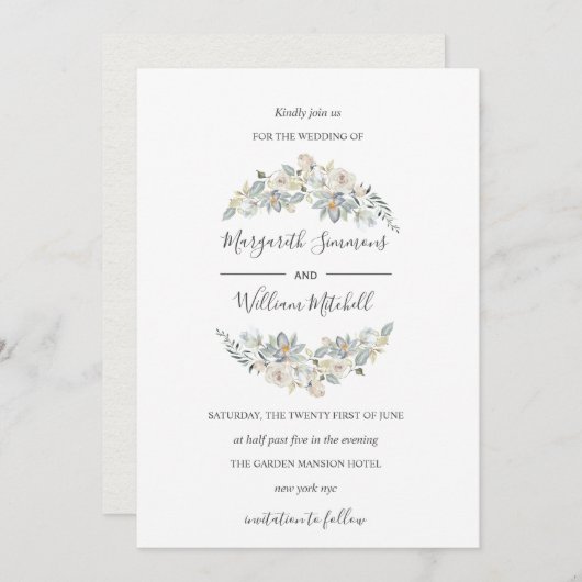 Zachte beenweide lijst Waterverf Save The Date (Voorkant / Achterkant)