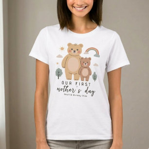 Zachte Beer Moeder Baby Eerste Moederdag Kunst T-shirt