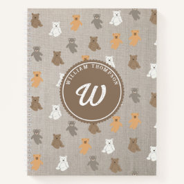 Zachte Beer Patroon Initiële Monogram Notitieboek