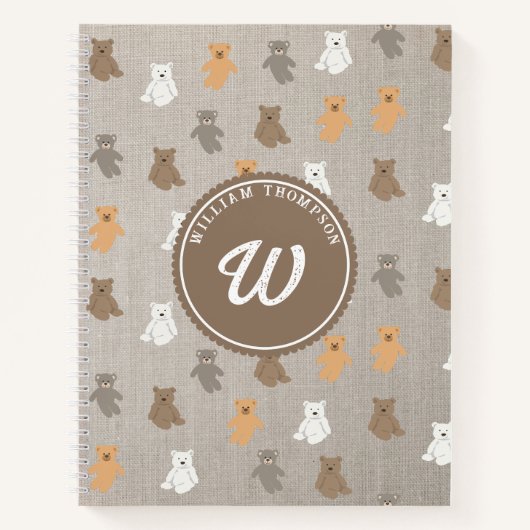 Zachte Beer Patroon Initiële Monogram Notitieboek (Voorkant)