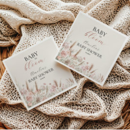 Zachte Beige Bloemen Baby in Bloom Baby shower Ser Servet