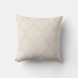 Zachte Beige Boho Bloem Motief met Traliewerk Kussen