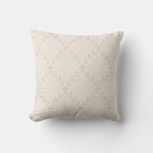 Zachte Beige Boho Bloem Motief met Traliewerk Kussen
