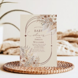 Zachte Beige Boho Elegante Bloemrijke Boog Baby Sh Kaart