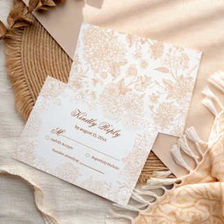 Zachte Beige Botanische RSVP-reactiekaart Elegant RSVP Kaartje
