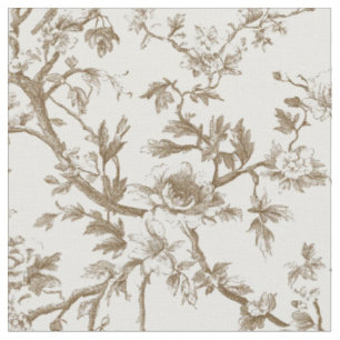 Zachte Beige Botanische Toile-patroon Stof
