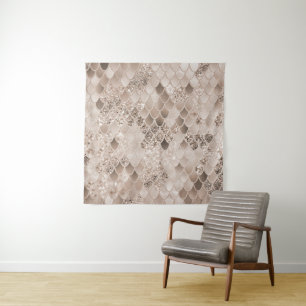 Zachte Beige Bruine Zeemeermin Schalen Glam 1 Wandkleed