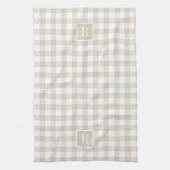 Zachte Beige Buffalo Check Aangepaste Initiaal Theedoek (Verticaal)