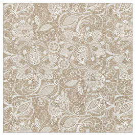 Zachte Beige Burlap & Lace stof