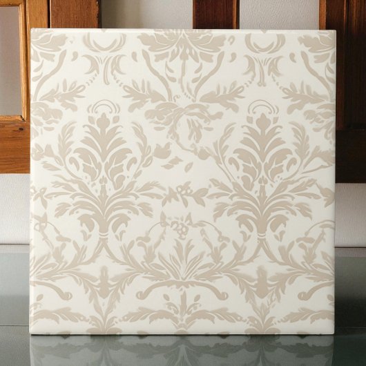 Zachte Beige Damast Tegeltje