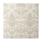 Zachte Beige Damast Tegeltje (Voorkant)