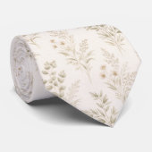 Zachte Beige Delicate Botanical Stropdas (Opgerold)