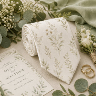 Zachte Beige Delicate Botanical Stropdas