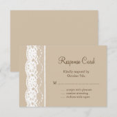 Zachte beige en  Lace RSVP Kaartje (Voorkant / Achterkant)