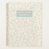 Zachte Beige en Salie Loof Custom Naam Planner (Voorkant)