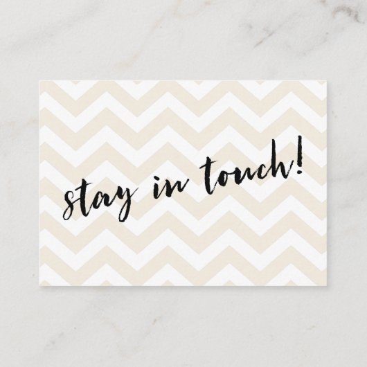 Zachte beige en witte Chevron "We hebben verplaats Visitekaartje (Achterkant)