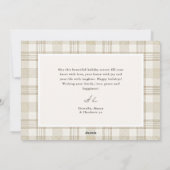 Zachte Beige Gingham Foto Kerstmis Feestdagenkaart (Achterkant)