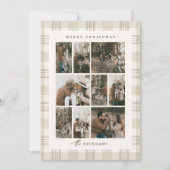 Zachte Beige Gingham Fotocollage Feestdagenkaart (Voorkant)