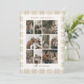 Zachte Beige Gingham Fotocollage Feestdagenkaart (Staand voorkant)