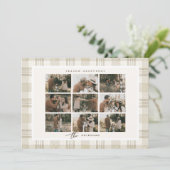 Zachte Beige Gingham Fotocollage Kerstmis Feestdagenkaart (Staand voorkant)