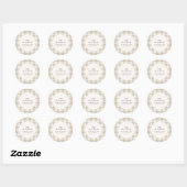 Zachte Beige Gingham Kerst Retouradres Ronde Sticker (Vel)