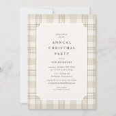 Zachte Beige Gingham Kerstfeestje Kaart (Voorkant)