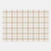 Zachte Beige Gingham Kerstmis Inpakpapier Vel (Voorkant 2)
