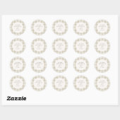 Zachte Beige Gingham Zalig Kerstfeest Ronde Sticker (Vel)