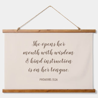 Zachte Beige kalligrafie Bijbelvers tekst Hangend Wandkleed