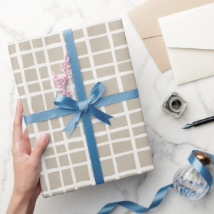Zachte Beige Raster Ivoor Geometrisch Patroon Cadeaupapier