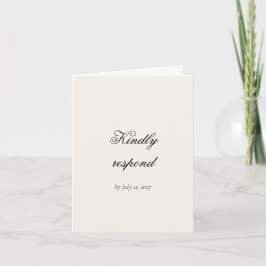 Zachte beige rococo trouw RSVP kaart (Voorkant)