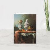 Zachte beige rococo trouw RSVP kaart (Achterkant)