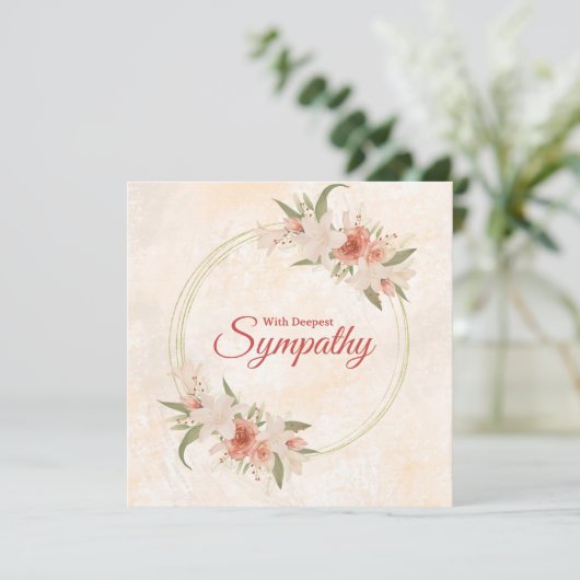 Zachte Beige Roze Bloem Rouwkaart (Staand voorkant)