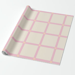 Zachte Beige & Roze Rasterpatroon Cadeaupapier