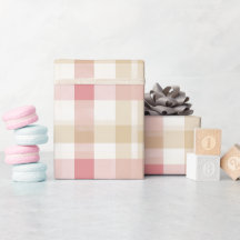 Zachte Beige Roze Romantische Gingham Schotse Ruit